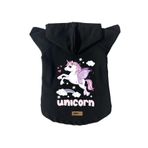 monopetz Kapişonlu Polar Sweatshirt Köpek ve Kedi Kıyafeti & Elbisesi - Siyah Unicorn L Beden