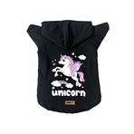 monopetz Kapişonlu Polar Sweatshirt Köpek ve Kedi Kıyafeti & Elbisesi - Siyah Unicorn XL Beden