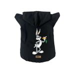 monopetz Kapişonlu Polar Sweatshirt Köpek ve Kedi Kıyafeti & Elbisesi Siyah Yeni Bugs Bunny M