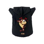 monopetz Kapişonlu Polar Sweatshirt Köpek Ve Kedi Kıyafeti & Elbisesi Siyah Yeni Tazmanya Canavarı S