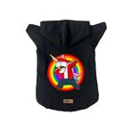 monopetz Kapişonlu Polar Sweatshirt Köpek Ve Kedi Kıyafeti & Elbisesi Siyah Yeni Unicorn L
