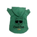 monopetz Kapişonlu Polar Sweatshirt Köpek ve Kedi Kıyafeti & Elbisesi Yeşil Cool cat M