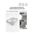 MonoRigidBox Gümüş Mıknatıslı Mukavva Kutu Takı Parfüm Çikolata Saat Kıyafet Hediye Sunum Kutusu Orta 278x239x55 mm