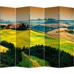 MonoStella Manzara 5 Kanatlı Oda Bölücü Çift Taraflı Kanvas Paravan - 200 x 180 cm - Renkli