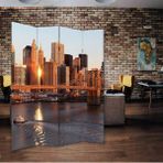 MonoStella New York Gün Doğumu 4 Kanatlı Oda Bölücü Çift Taraflı Kanvas Paravan - 160 x 180 cm - Renkli