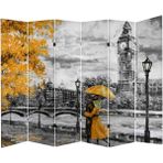 MonoStella Romantik Dekorotif 6 Kanatlı Oda Bölücü Çift Taraflı Kanvas Paravan - 240 x 180 cm - Renkli