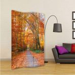 MonoStella Sonbahar Yolu 3 Kanatlı Oda Bölücü Çift Taraflı Kanvas Paravan - 120 x 180 cm - Renkli