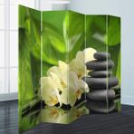 MonoStella Spa Taşları 5 Kanatlı Oda Bölücü Çift Taraflı Kanvas Paravan - 200 x 180 cm - Renkli