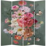 MonoStella Stellastore Çiçek Desenli 4 Kanatlı Oda Bölücü Çift Taraflı Kanvas Paravan - 160 x 180 cm - Renkli
