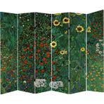 MonoStella Stellastore Gustav Klimt Çiftlik Bahçe Ayçiçeği 6kanatlı Oda Bölücü Çift Taraflı Kanvas Paravan - 240 x 180 cm - Renkli