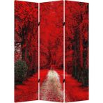 MonoStella Stellastore Kırmızı Orman 3 Kanatlı Oda Bölücü Çift Taraflı Kanvas Paravan - 120 x 180 cm - Renkli