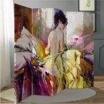 MonoStella Stellastore Kız Portre 5 Kanatlı Oda Bölücü Çift Taraflı Kanvas Paravan - 200 x 180 cm - Renkli
