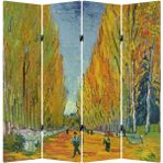MonoStella Vincent Van Gogh Lalle Des Alyscamps 4 Kanatlı Oda Bölücü Çift Taraflı Kanvas Paravan - 160 x 180 cm - Renkli