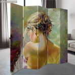 MonoStella Yağlı Boya Portre 5 Kanatlı Oda Bölücü Çift Taraflı Kanvas Paravan - 200 x 180 cm - Renkli