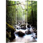 MonoStella Yeşil Doğa Manzara 3 Kanatlı Oda Bölücü Çift Taraflı Kanvas Paravan - 120 x 180 cm - Renkli