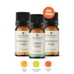 Monoville Limon Yağı 10 ml, Portakal Yağı 10 ml, Greyfurt Yağı 10 ml 3'lü Set Saf ve Doğal 3x10 ml