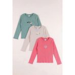 Monox 5-12 Yaş Kız Çocuk Fitilli Nakışlı 3’lü Sweatshirt Takım - Taş - Yeşil - 9 - 10 Yaş