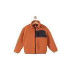 Monox Çocuk Lastik Manşetli Fermuarlı Unisex Kuzu Wellsoft Peluş Ceket, Kiremit, 7 Yaş