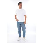 Monox Erkek Bisiklet Yaka Yazlık Triko Tişort Beyaz 2XL