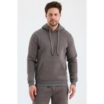 Monox Erkek Kapşonlu 3 İplik Sweatshirt Füme S