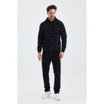Monox Erkek Kapşonlu Kamuflaj Baskılı 3 İplik Sweatshirt Siyah