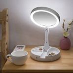 Monozone 10x Katlanabilir Makyaj Aynası - Çift Taraflı - USB Vanity LED Işıklı - Büyüteçli Ayna