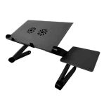 Monozone Ayarlı Laptop Macbook Notebook Güncel Yükseltici Tutucu Siyah Mouse Padli Çift Fanlı Laptop Sehpası Fonksiyonel Portatif Katlanabilir Ofis Ev Ergonomik Taşınabilir