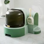 Monozone Büyük Boy Kedi Tuvaleti Kürek Hediyeli Kedi Kum Kabı Star Tüneli Çekmeceli Yeşil