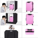 Monozone Fotoğraf Stüdyosu Profesyonel Çadır Kiti LED Işıklı 80X80 cm Taşıma Çantalı Ürün Fotoğraf Çekim Çadırı Pratik Katlanabilir Aydınlatma Çadırı - Beyaz - Siyah