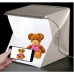 Monozone Mini Fotoğraf Stüdyosu Çadır Kiti LED Işıklı 40X40 cm Taşıma Çantalı Ürün Fotoğraf Çekim Çadırı Pratik Katlanabilir Aydınlatma Çadırı - Beyaz
