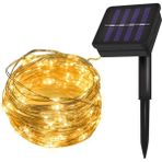 Monozone Solar 12METRE Güneş Enerjili Bahçe Ev Parti Süsü Aksesuarı Noel Yılbaşı Ağacı Işığı I 100 LED - Sarı