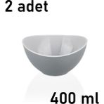Mons 2 Adet Kase Qlux Ideas Çift Renkli Sofra Meyve Cips Salata Kuruyemiş Kasesi L-00468 - Gri