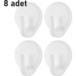 Mons 8 Ader Askılık Banyo Mutfak Askısı Qlux L-00734 8 Adet Beyaz Askı Yapışkanlı Askı Havlu Askısı