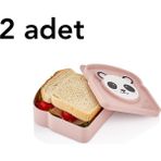 Mons Panda Beslenme Kutusu 2 Adet Sandviç Tost Kabı Okul Ofis Piknik Kamp L-00406 Bpa Içermez - Pembe