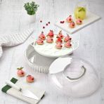 Mons Pasta Börek Kupkek Saklama Taşıma Sunum Kabı Qlux L-00654 Kamp Piknik Sunum - Ekru - 1 Adet