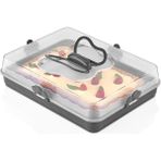 Mons Pasta Börek Saklama Taşıma Sunum Kabı Qlux Bpa Içermez L-00587 Tezgahüstü Sunum Kabı - Gri - 2 Adet