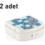 Mons Qlux Ideas 2ADET Beslenme Kabı Okul Ofis Kamp Piknik Sandviç Tost Saklama Taşıma Kabı L-00406 - Ekru - 2 Adet