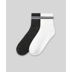 Monsieur CUH101-001 Beyaz Chaussette Çizgili Unicolor Half Havlu 2'li Erkek Çorap