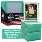 MONSTER PROTECTORS Tahsil Edilebilir Ticaret Kartları için Top Loaders -50 Adet 7,62 cm x 10,16 cm Şeffaf Sert Plastik Kart Koruyucu Yeşil Kenarlıklı MTG, Magic The Gathering, Yugioh, Pokemon, Spor Kartları ve