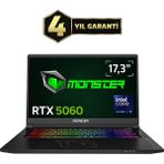 Monster Tulpar T7 V26.4.9 Ultra 9 185H 64GB RAM 1TB SSD RTX 5060 Windows 11 Home 17.3 inç Oyun Bilgisayarı