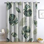 Monstera Karartma Perdeleri 2'li Set, Tropikal Bitki Desenli Termal Perdeler Yatak Odası ve Oturma Odası için Pencere Dekorasyonu Çocuk Odası için 132 x 160 Modern Tasarım Kız ve Erkek Çocuklar için