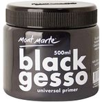 MONT MARTE Black Gesso 17oz (500ml), Evrensel Astar, Akrilik ve Yağ Dahil Tüm Boyalar İçin Uygun