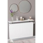 Montajsız Petek Üstü Uçan Raf Dresuar Kalorifer Peteği Rafı Kitaplık 100 x 18 cm Beyaz Oval Kesim