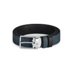 Montblanc Everyday Tokalı Kadife Mavi - Siyah 30 mm Çift Taraflı Deri Kemer 221005