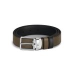 Montblanc Günlük Tokalı Haki - Siyah 30 mm Çift Taraflı Deri Kemer 221003