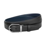 Montblanc Horseshoe Buckle Siyah - Mavi 30 MM Çift Taraflı Deri Kemer 128763