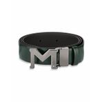 Montblanc M Tokalı Yeşil-Kahverengi 35 mm Çift Taraflı Deri Kemer 129444