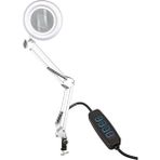 Monte Lua Akrobat Hareketli, 3 Diopter, Büyüteçli LED Işıklı Masa Çalışma Lambası, Mengeneli, Katlanabilir, - 1 Adet - 102-Beyaz
