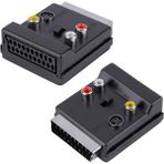 Monte Lua Ayarlanabilir Av Adaptörü (, 3 x Cinch Soketi, S-Video Soketi) Siyah Renk, Scart To Rca Tos Av Skart Çevirici Dönüştürücü S-Video Adaptör