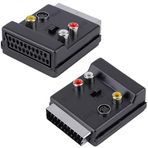 Monte Lua Ayarlanabilir AV Adaptörü (SCART, 3 x Cinch Soketi, S-Video Soketi) Siyah renk, Scart To Rca Tos Av Skart Çevirici Dönüştürücü S-video Adaptör